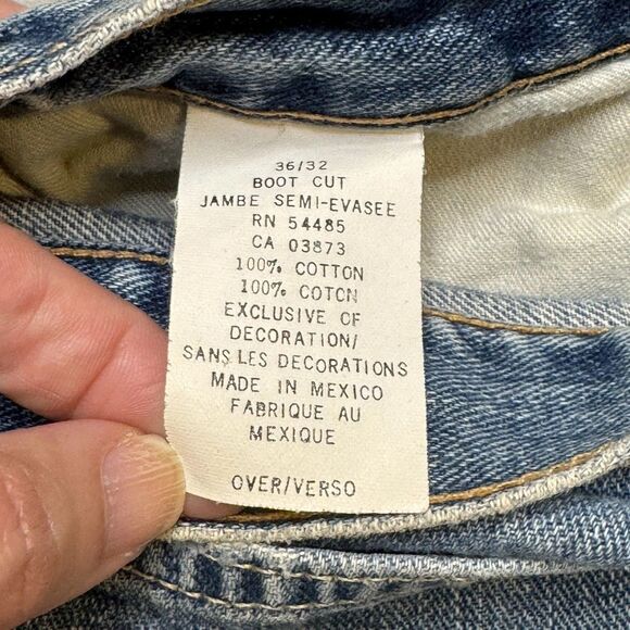 Vintage American Eagle Jeans Men 36x32 Boot Cut Jeans Light Distressed Paint Y2K - Picture 5 of 13